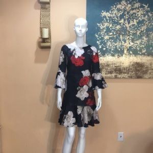 Calvin Klein Black with Floral print Dress size 2